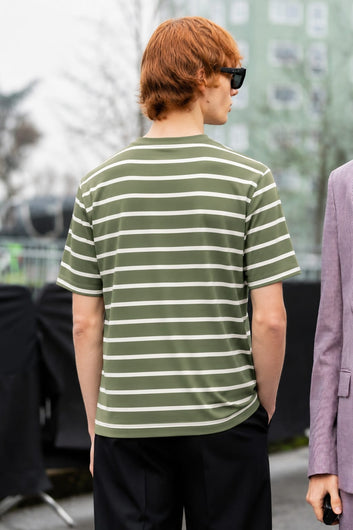 Anim Classic Stripe Tee – Olive Green