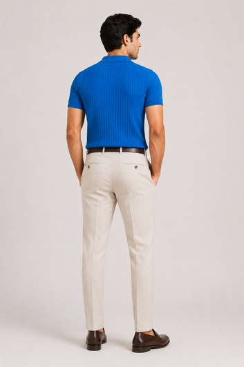 Textured Ribbed Polo – Royal Blue