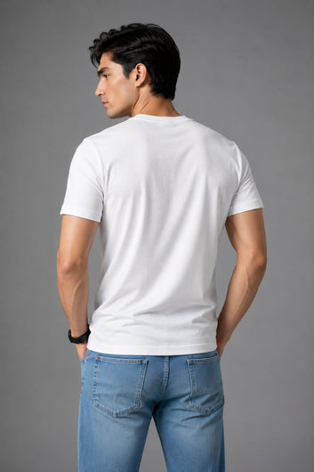 Premium White Ribbed Crew Neck T-Shirt