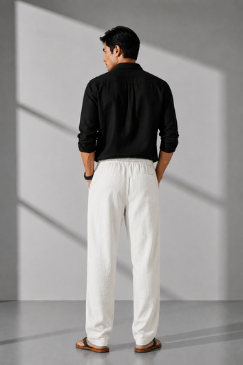 Anim Clothing®  Men's White Chino Pants Drawstring Casual
